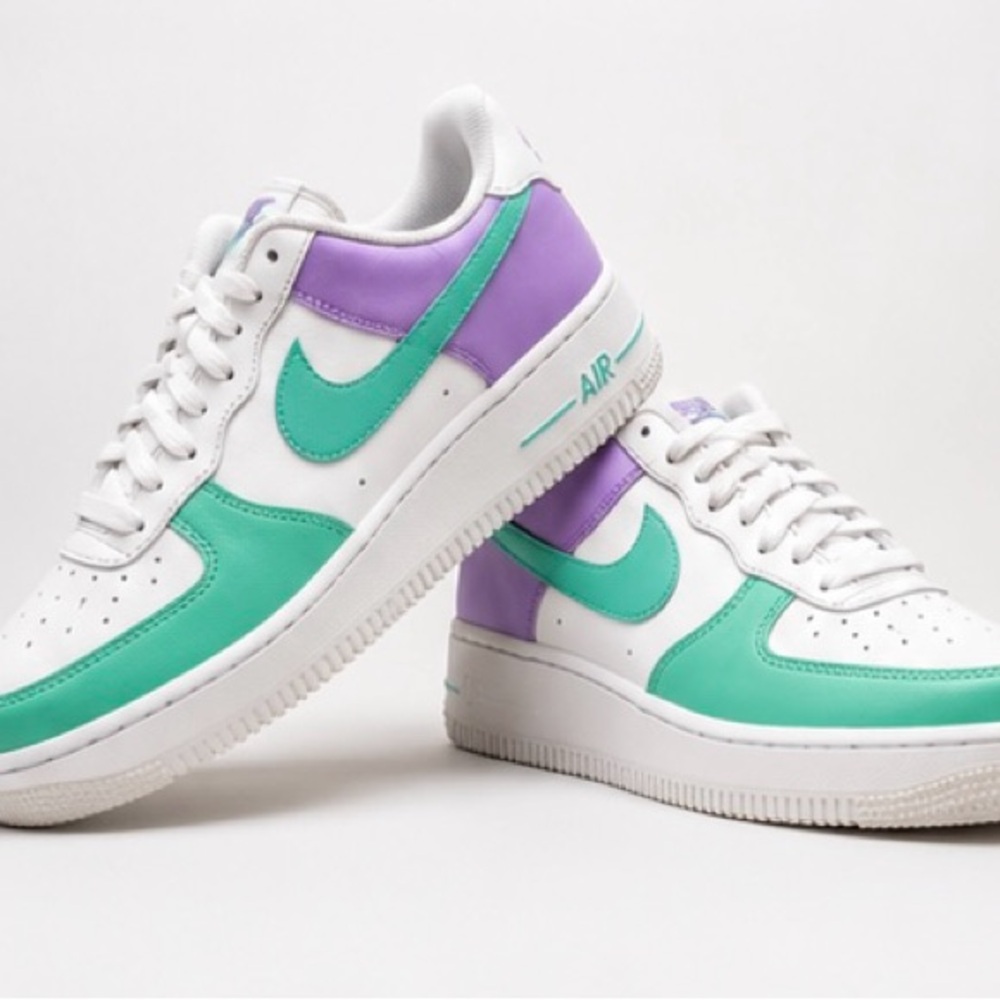 Nike Air Force 1 Low White Teal Purple Sneakers